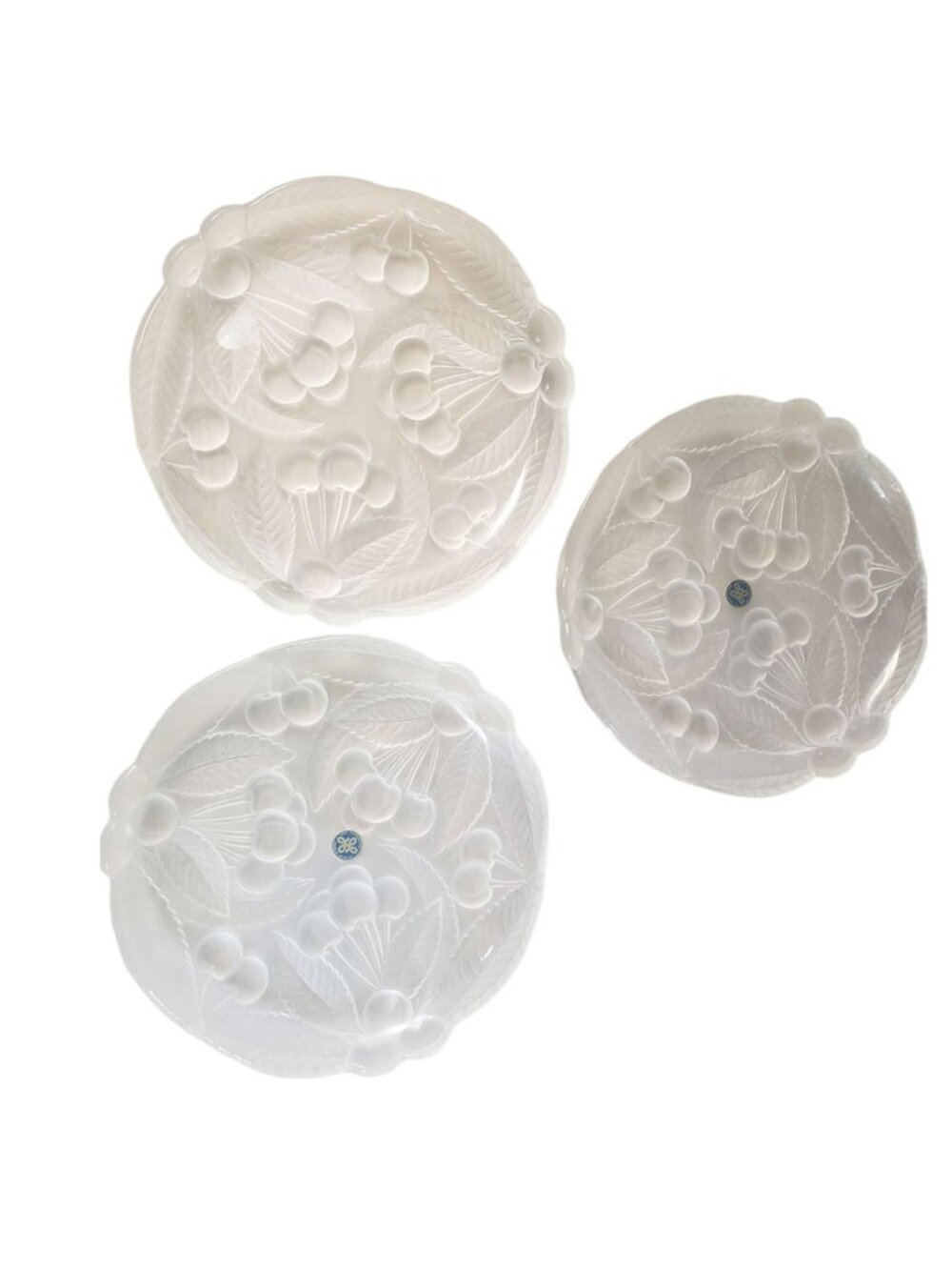 Hota Japan Cherry Pattern Frosted Glass 8" Plates Set of 3